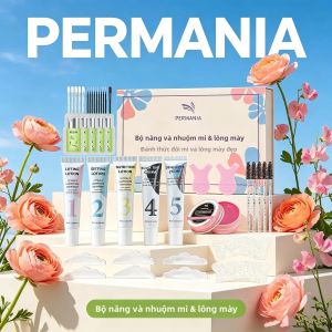 Bộ Sản Phẩm Nâng Mi Và Chân Mày PERMANIA Kèm Thuốc Nhuộm - Dụng Cụ Trang Điểm Nữ Giữ Nếp Cong Lâu Dài Chống Thấm Nước Thành Phần An Toàn