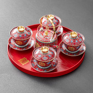 Welcome Modified Tea Ceremony Cups a Pair of Wedding Red Lidded Bowl Tea Set Tea Ceremony Wine Tray Womens Dowry Supplies Complete Collection