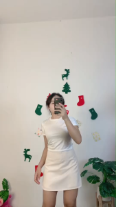 ชุดแฟชั่นฤดูร้อน เสื้อยืดแขนสั้น+กระโปรงทรงเอ สวยและดูผอม