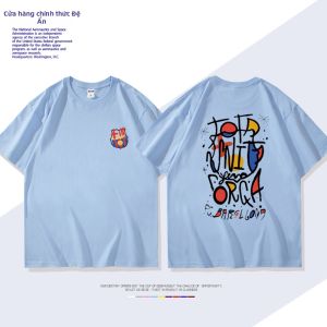DIEYIN | Áo Thun Tay Ngắn Mùa Hè Phong Cách Đội Bóng Barcelona Cotton