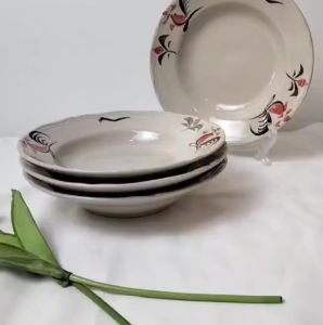 จาน เซรามิก จานทรงลึก จานตราไก่ จานลึกเซรามิค ขนาด 8 นิ้ว