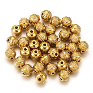 20pcs Stainless Steel Gold Plated Round Loose Spacer Mesh Beads for DIY Bracelet Necklace Jewelry Making Accessories Wholesale