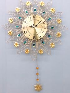 Metal Wall Clock Nordic Big Size Wall Clocks for Living Room Bedroom Nordic Creative Wall Clock Decorative Iron Wall Clock Art Home Decor Elegant Peacock 3D Wall clock