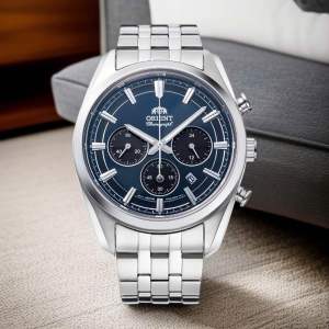 ĐỒNG HỒ NAM CHÍNH HÃNG ORIENT RA-TX0303L10B Solar Contemporary Chronograph Blue Dial Sapphire Silver Stainless Steel Men