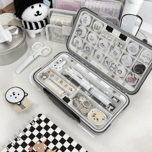 Large Capacity Transparent Pain Pen Box Desktop Storage Box for Elementary School Girls High Aesthetic Value New 2025 Model