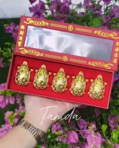 E83 *ผลิตจากโลหะ* *ราคาชุด* เต่ามังกร เต่าหัวมังกร เต่าคาบเหรียญ ทองเหลืองชุบทอง  ของมงคล ฮวงจุ้ย เสริมดวง เปิดกิจการ น้ำเต้าดูดทรัพย์ กบคาบเหรียญ