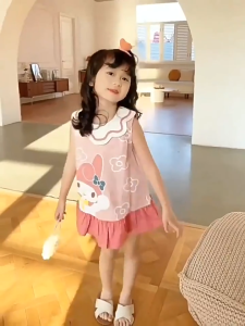🎀👗 เดรสเด็กผู้หญิง 2025 ซัมเมอร์ใหม่! Hello Kitty & Melody ลายการ์ตูนน่ารัก ชุดเด็กหวานสไตล์เกาหลี