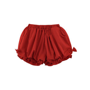 กางเกงขาสั้นลายจุดหวานๆ สำหรับเด็กผู้หญิง กางเกงขายาวทรงดอกไม้ กระโปรงทรงลูกโป่ง ฤดูร้อน 2024 กางเกงขายาวผ้าฝ้ายผสม