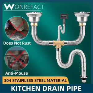 Kitchen Drain Pipe Single Or Double Garbage Trap Drainage Sump Accessories Anti-Clogging And Deodorant Sink Pipe drain Pipe