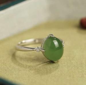(Bebas beli 2 dapat bonus) H-Girl888 C04 COD Cincin giok hijau batu asli titanium wanita Korea original