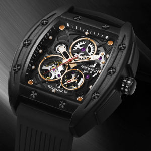 Mark Fairwhale 6180 Top Class Mens Watches Waterproof Framework Rubber Strap Automatic Mechanical Watches for Men
