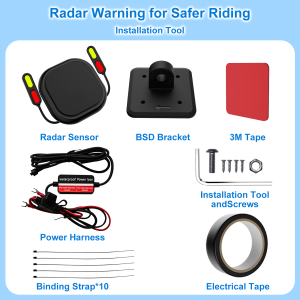 Motorcycle BSD01 Safety System 24GHz Radar Blind Spot Detection IP67 LED Alert
