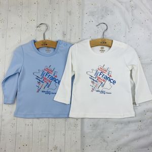 Mile Bear Spring Autumn Pure Cotton Knitted Long Sleeve round Neck T-Shirt for Boys Baby Toddler Clothing Shoulder Open Design