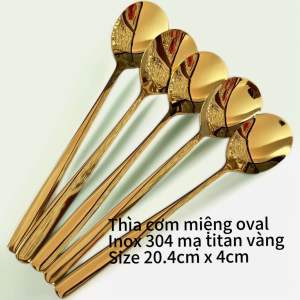 1 Chiếc Thìa Inox 304 mạ Vàng 20.4cm chất lượng - Muỗng Ăn Cơm Hàn Quốc- Phong Cách Cung Đình Sang Trọng.