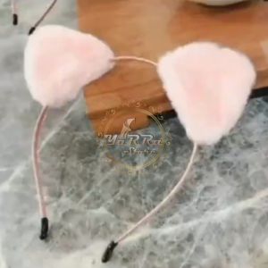 Bando Korea Perempuan Dewasa Aksen Kuping Kucing Bahan Kain Bulu AK160