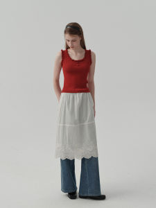 Veega Chic Spring Summer Simple Korean Style Pure Cotton Hollow Embroidery A-Line Half Skirt Womens Retro High Waist Midi Skirt