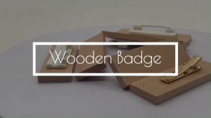 WPS Blank Wooden Name Badge with Pin/Clip - with and w/o water based