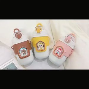 TUMBLER TERMOS VACUUM CUP HOT & COOL DENGAN SEDOTAN DAN TALI 380 ML STAINLESS STEEL 316 / TERMOS TAHAN PANAS & DINGIN / BOTOL MINUM TERMOS AIR ANAK