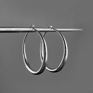 New Big Circle Hoop Earrings for Women Trendy Exaggerated Silver Gold Color Metal Geometric Smooth Round Earring Jewelry