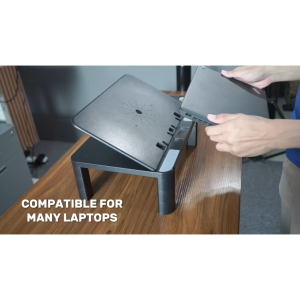 Boovi DE017 Notebook Stand Holder Plastic Tilt 30°35°40°45°50° Rect Plus Black – Dudukan Laptop