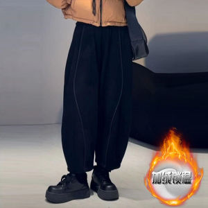 กางเกงขายาวทรงตรงเอวสูง ผ้าขนแกะหนา ทรงหลวม ทรงลำลอง ฤดูใบไม้ผลิและฤดูใบไม้ร่วง กางเกงขายาวทรงเข้ารูปสำหรับผู้หญิง