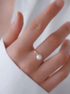Fashionable Gold And Silver S925 Pure Silver Pearl Ring Setting DIY Jewelry Accessories round Design 8-10mm