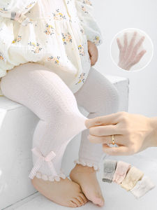 Summer Thin Cotton Baby Pants Pure Cotton Nine Points Unsocked Princess Style Infant Socks White Color Net Eye Newborn Girls