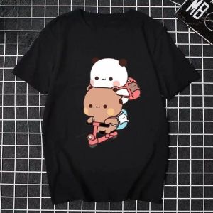 Bubu Dudu Cartoon Casual Short Sleeve T-Shirt Couples Top Summer Large Size Polyester Fiber round Neck Print Street Style