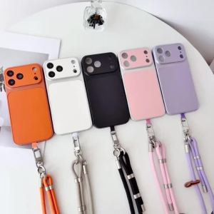 Leather Texture Case For iPhone 17 Pro Max 16 15 13 14 Plus 12 18 Adjustable Crossbody Lanyard Strap Lens Shockproof TPU Cover