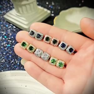 Huitan Bright Zirconia Ear Studs Lady Wedding Ceremony Accessories Fashion Women Versatile Earrings Accessories for Daily Life
