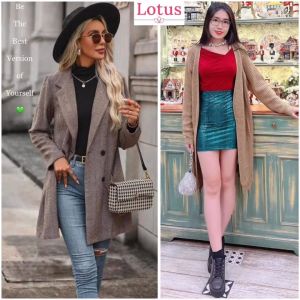 Lotus | Áo Khoác Nữ Style Âu Mỹ Plazacore Sang Trọng | Áo Khoác Len Cardigan Dài | Áo Blazer Dáng Suông | Vest Công Sở Đẹp