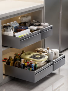 Sliding Pull-out Spice Dish Drain Rack Drawer Organizer Cabinet Basket