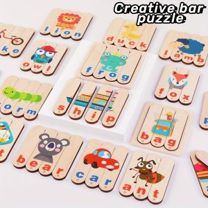 Học từ tiếng Anh Đồ chơi ghép hình giáo dục trò chơi học tập gỗ hai mặt