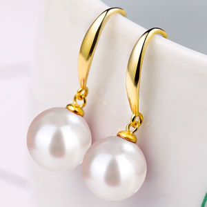 S925 Pure Silver Deep Sea Purple Shell Pearl Womens Earrings Natural White Pearl Simple Style Trendy Jewelry Fashion Accessories