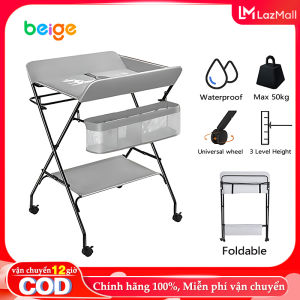 Bàn thay tã cho bé Beige Bàn Chăm Sóc Em Bé Di Động3 mức nâng hạ có thể giặt gấp gọn