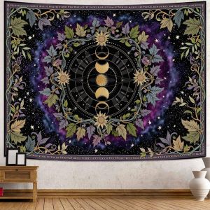 VIKAMA Sun Moon Floral Star Tapestry Wall Hanging for Living Room Bedroom Yoga Meditation Room Wall Art Mystic Boho Decor