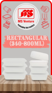 {MSV} Rectangle Microwavable Plastic Takeaway Containers (340ml-800ml) Anti Leak DurableReusable MS 1A MS 2A MS 5A MS 6A
