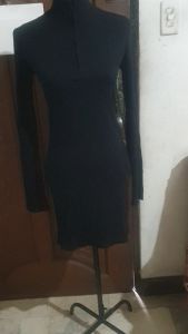 BLACK DRESS TURTLENECK LONG SLEEVES DRESS (Stretchable)