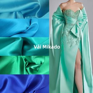 Vải Satin Mikado Cao Cấp Dày Dặn Màu Xanh Lá Cây Xanh Dương Chất Liệu May Váy Cưới Tự Làm Vải Tuýt Bán Theo Mét