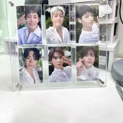 Acrylic 9 Grids Picture Frame Display Stand 3 Inch Instant Photo Card Storage DIY Celebrity Size Card Showcase Home Decor