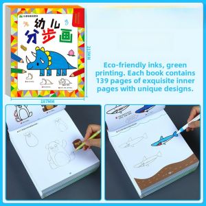 Childrens Step-by-Step Drawing Coloring Book for Toddlers 3-6 Years Old Cartoon Simple Line Drawing Beginner No Foundation Painting
