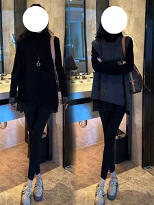 French Style High-end Asymmetrical Sleeveless Knit Vest Set