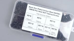 500/280Pcs M3/M4 Screws Black Self Tapping Screws Pan Head Cross Self Drilling Wood Screw Assortment Kit Carbon Steel Screws