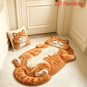 Cute Cartoon Cat Rug Thick Soft Faux Cashmere Absorbent Non-Slip Floor Mat 50x80cm 60x90cm for Bedroom Bathroom