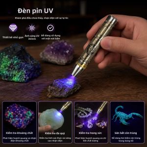 Alonefire | Đèn Pin LED 3 Trong 1 Trắng Vàng Tia Cực Tím 365nm Dùng Cho Trang Sức Ngọc Đá Quý Hổ Phách Phát Hiện Vết Bẩn Thú Cưng Phát Hiện Bọ Cạp Kiểm Tra Tiền Đèn Soi