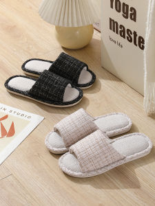 Dép Đi Trong Nhà Mùa Hè Thời Trang Cho Cặp Đôi Vải Lanh Cotton Đế Dày Đế Bằng Dép Đi Trong Nhà Thoáng Khí Thoải Mái