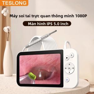 Ống Soi Tai Kỹ Thuật Số MS500 1080P Với Màn Hình IPS 5 Inch Camera Làm Sạch Tai Dây Mềm Ống Kính 3.9mm Để Kiểm Tra Tai