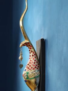 THAILUCKY ช่อฟ้าติดพนัง ไม้แกะสลักพญานาค สีทอง ติดกระจก ของตกแต่งรีสอร์ท โรงแรม สไตล์โบราณ จัดส่งฟรี