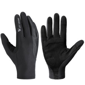 West Biking | West Biking Full Finger Cycling Gloves Touch Screen Sensitive Shock Absorbing Reflective Breathable Sports Gloves for Biking