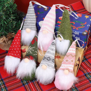 YESPERY 3Pcs Forest Santa Claus Pendant Faceless Dwarf Rudolph Doll Xmas Tree Hanging Ornament Christmas Decoration